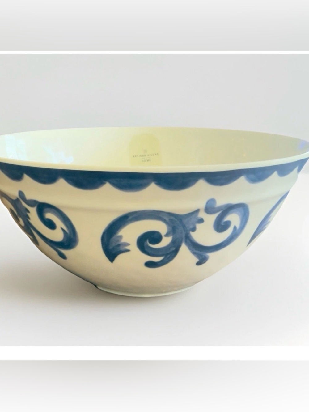 Blue Rose Scroll Artisan De Luxe melamine 
Large Serving / Chip Bowl 10” new